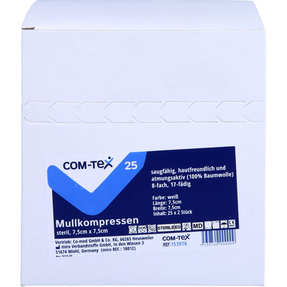 COM-TEX Mullkompressen 7,5x7,5 cm steril 8fach