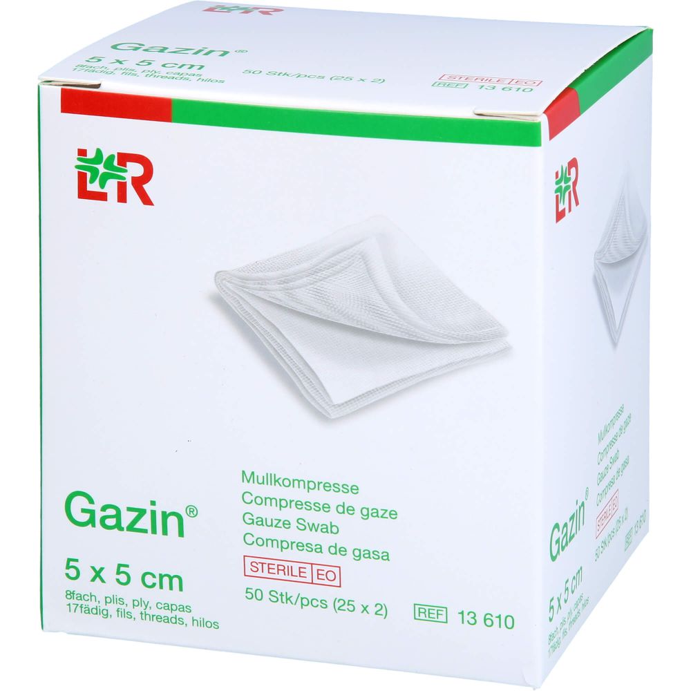 GAZIN Mullkomp.5x5 cm steril 8fach