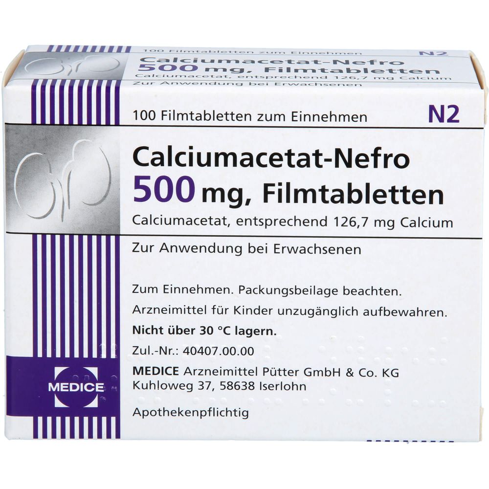 Calciumacetat Nefro 500 mg Filmtabletten 100 St