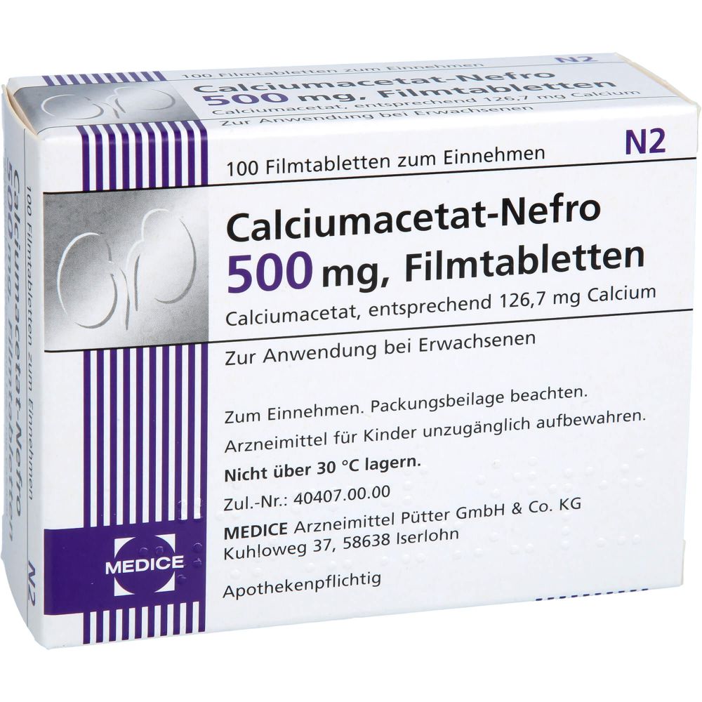 CALCIUMACETAT NEFRO 500 mg Filmtabletten