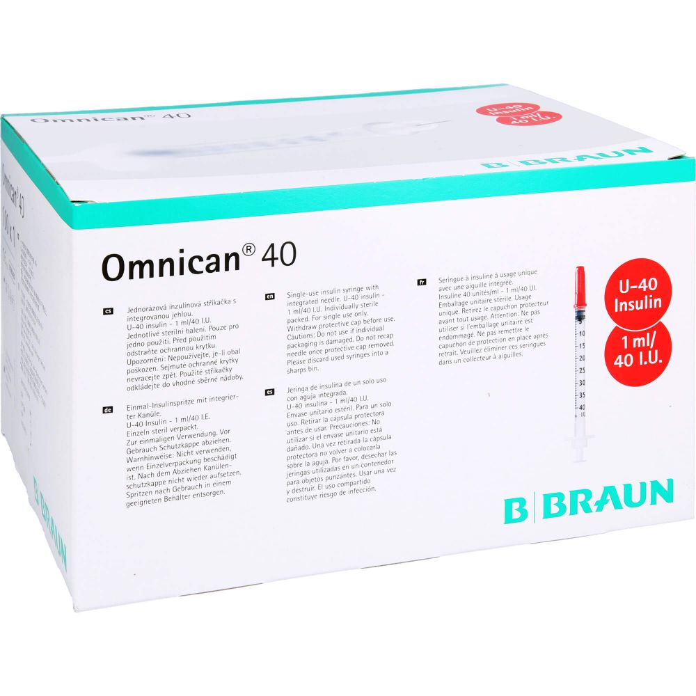 OMNICAN Insulinspr.1 ml U40 m.Kan.0,30x8 mm einz.