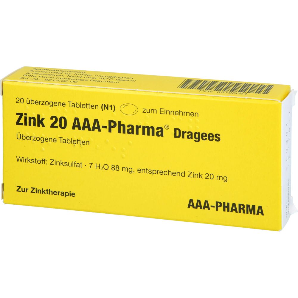 Zink 20 Aaa-Pharma Dragees 20 St 20 St