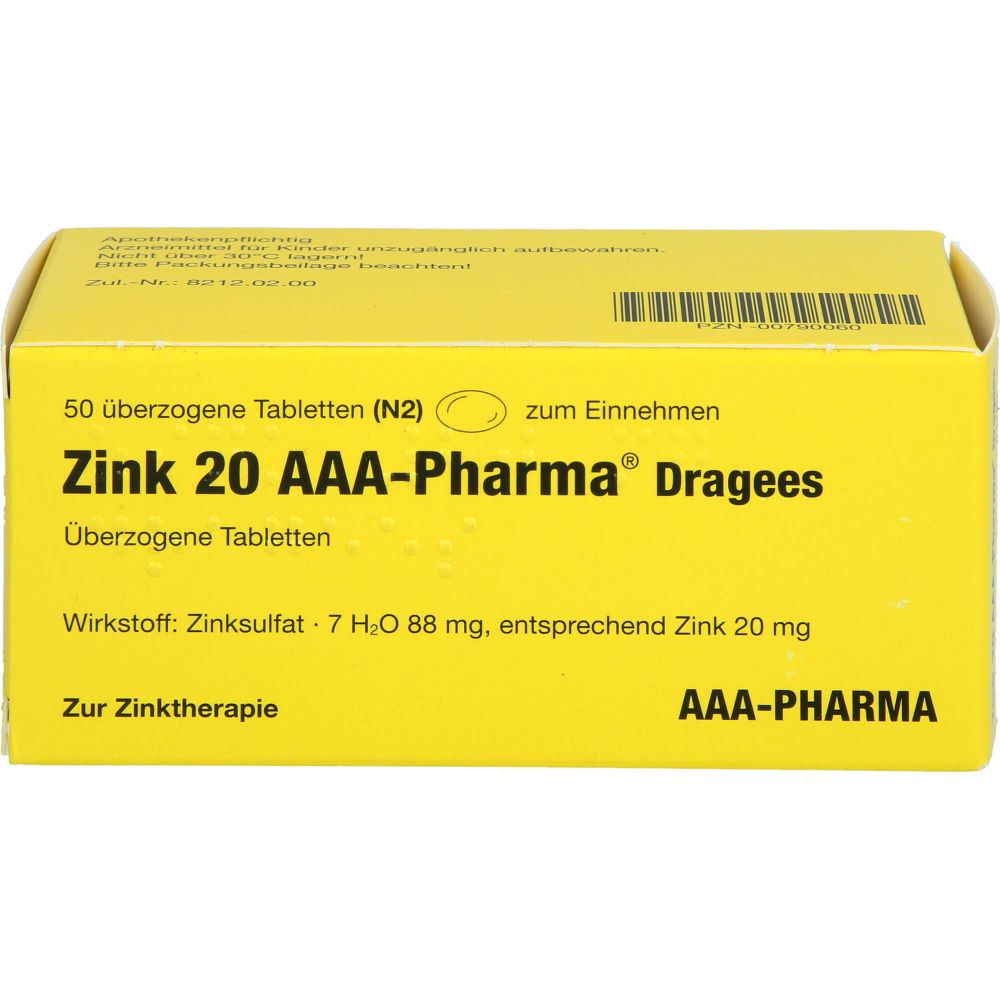 Zink 20 Aaa-Pharma Dragees 50 St 50 St