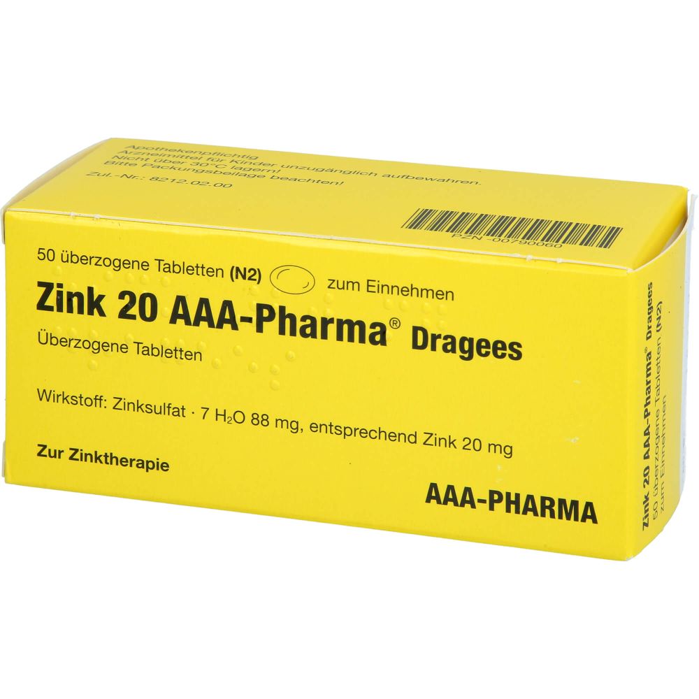 Zink 20 Aaa-Pharma Dragees 50 St 50 St