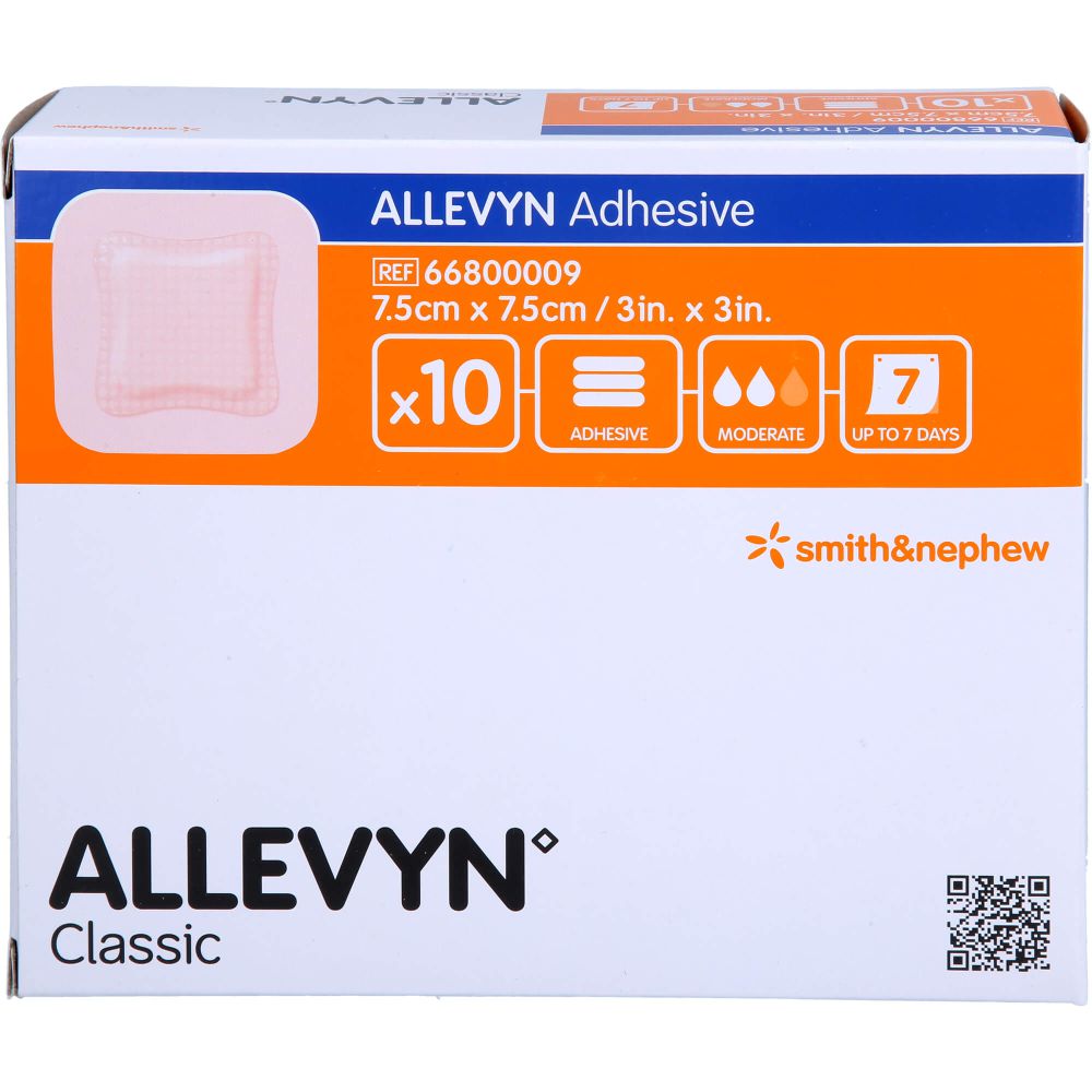 Allevyn Adhesive 7,5x7,5 cm haftende Wundauflage 10 St