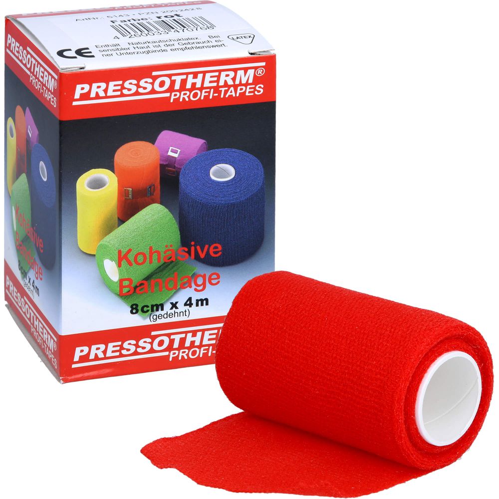 PRESSOTHERM Kohäsive Bandage 8 cmx4 m rot