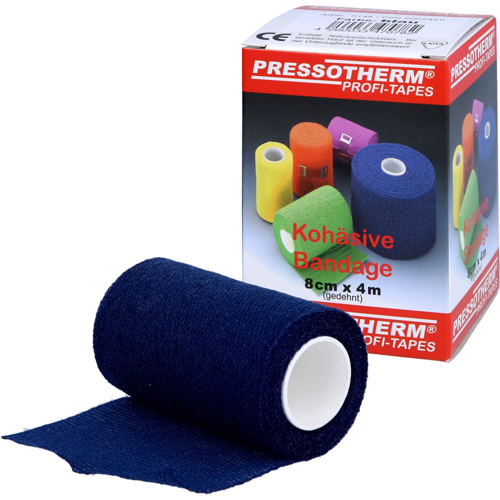 PRESSOTHERM Kohäsive Bandage 8 cmx4 m blau