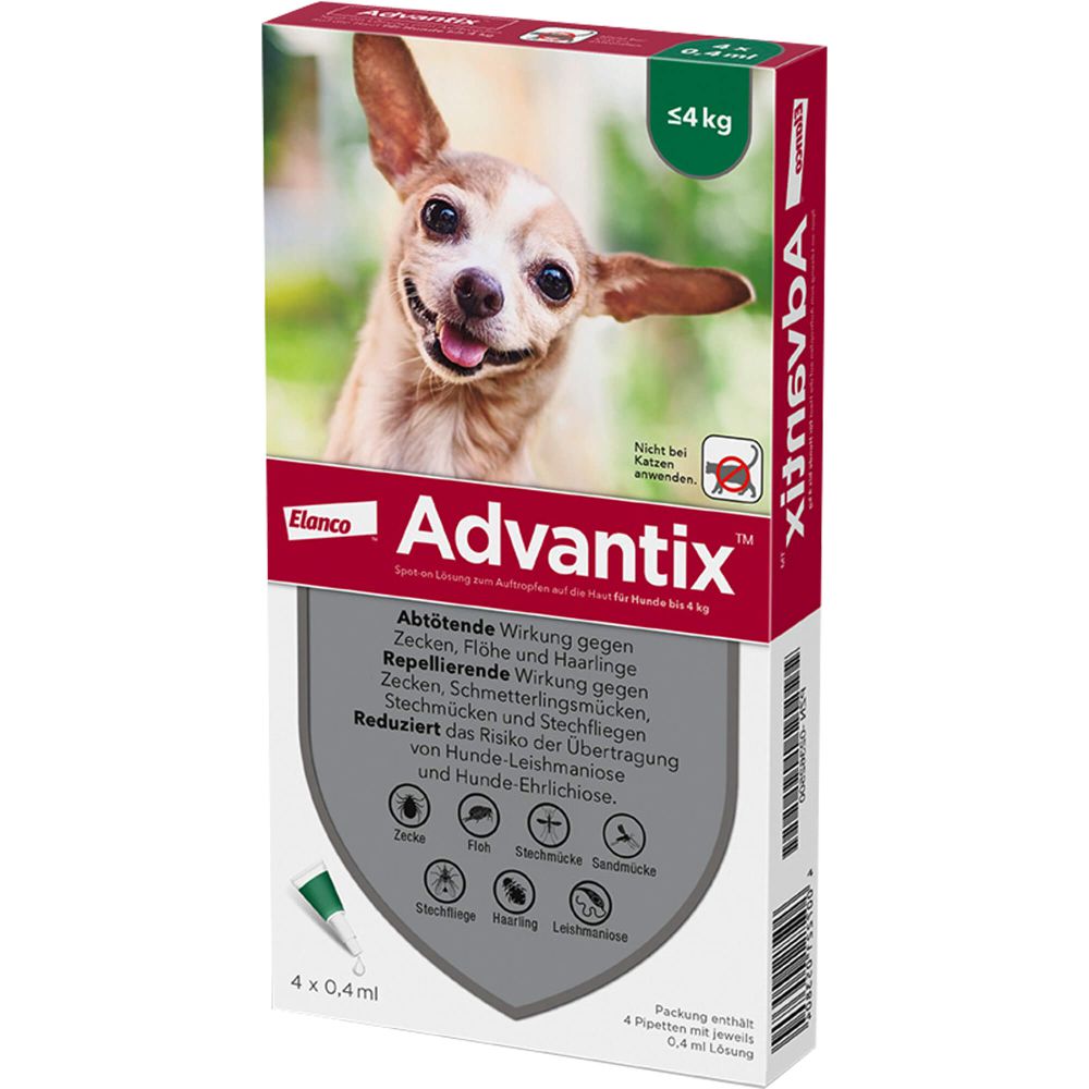 Advantix Spot-on Lsg.z.Auftr.a.d.H.f.Hund bis 4 kg 4 St