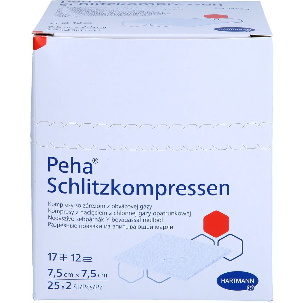 PEHA SCHLITZKOMPRESSEN 7,5x7,5 cm steril