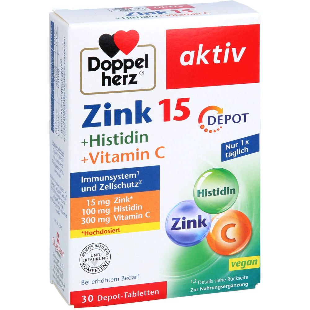 DOPPELHERZ Zink 15 mg+Histidin+Vit.C Depot aktiv