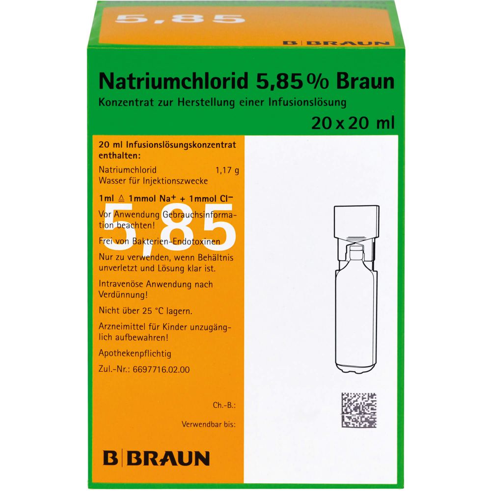 Natriumchlorid 5,85% Braun Mpc Infusionslsg.-Konz. 400 ml