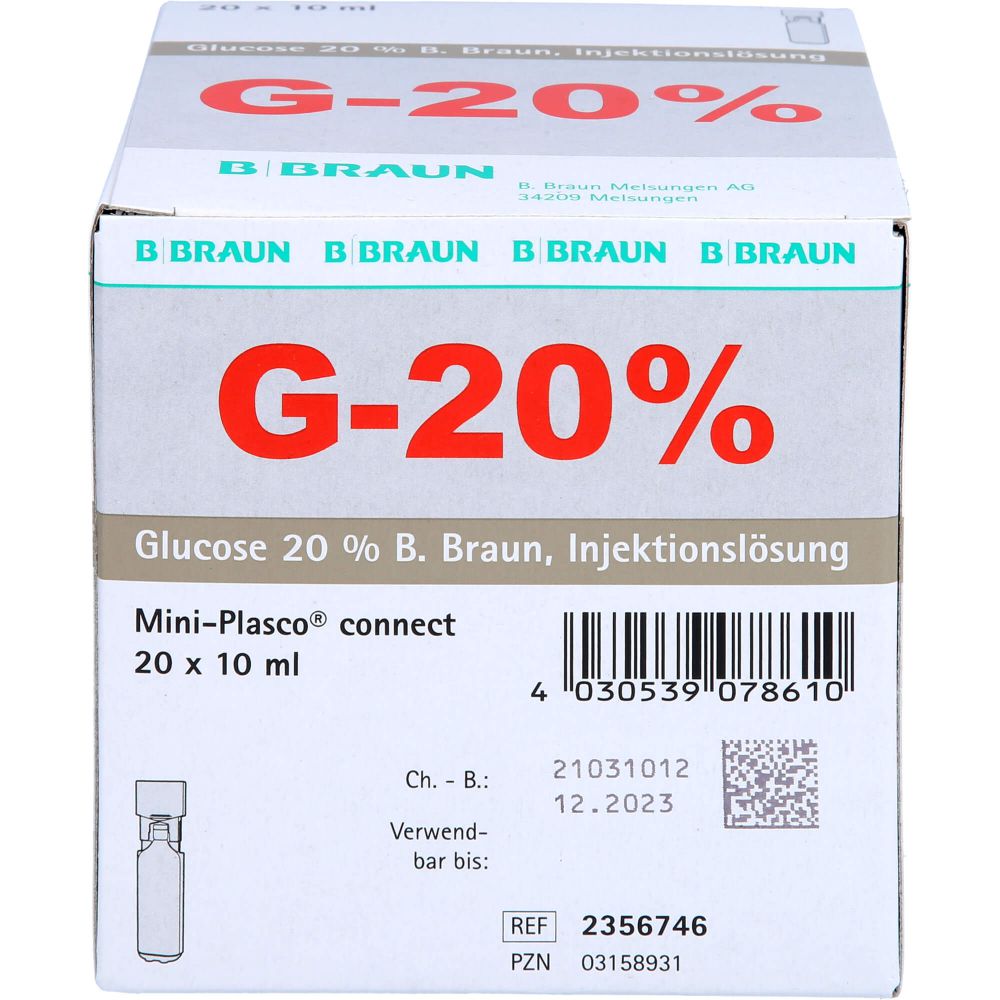 GLUCOSE 20% B.Braun Mini Plasco connect Inj.-Lsg.