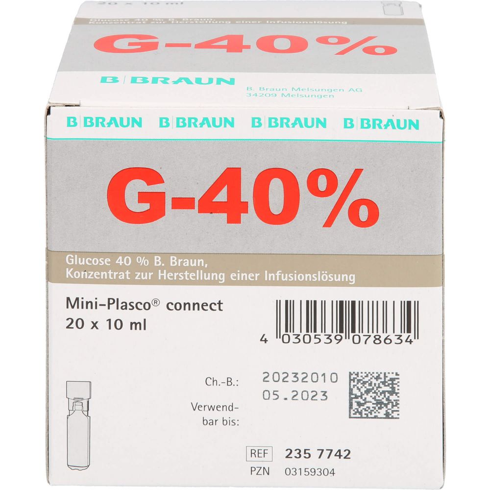 Glucose 40% B.Braun Mini Plasco connect Inf.-L.-K. 200 ml