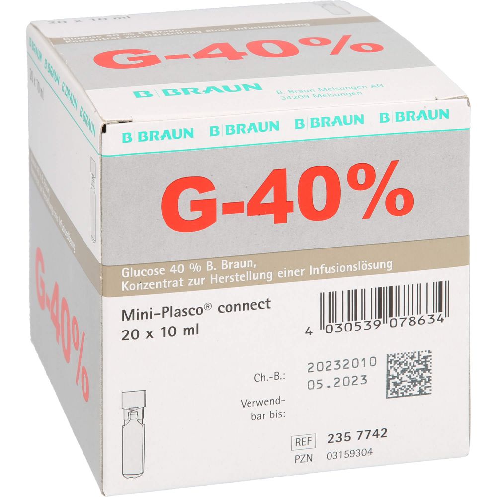 GLUCOSE 40% B.Braun Mini Plasco connect Inf.-L.-K.