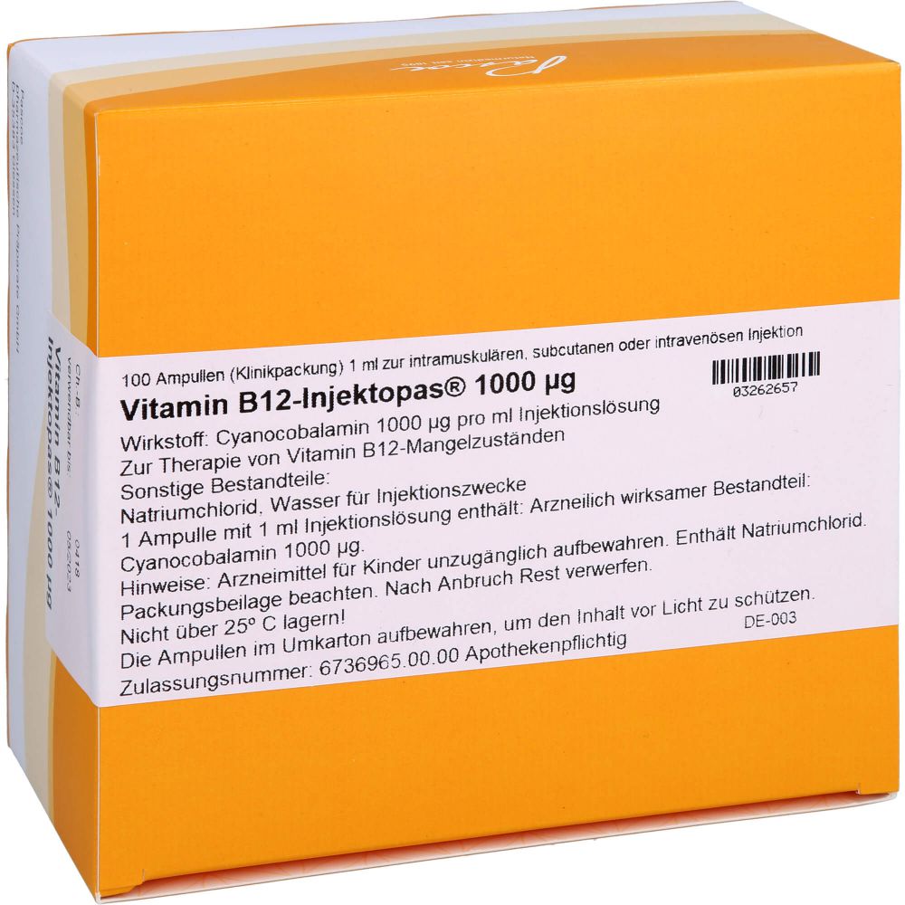 Vitamin B12 Injektopas 1.000 μg Injektionslsg. 100 ml