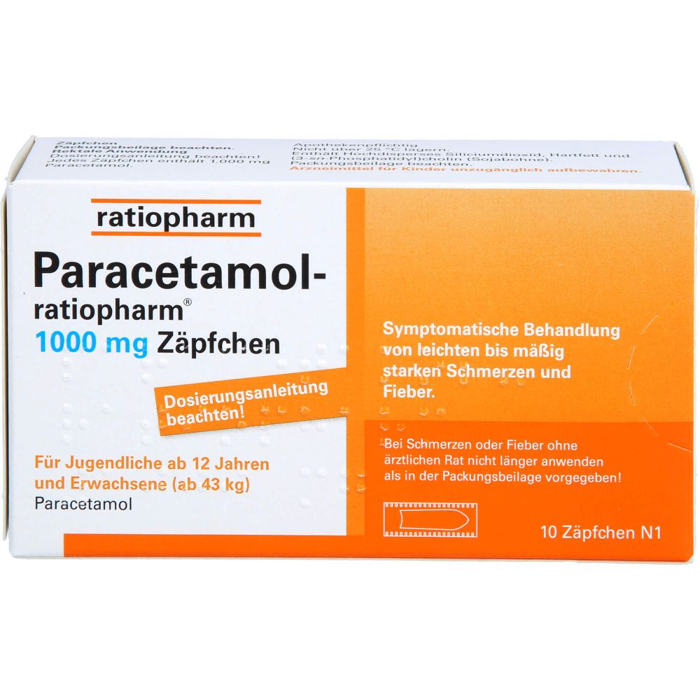 PARACETAMOL-ratiopharm 1.000 mg Zäpfchen