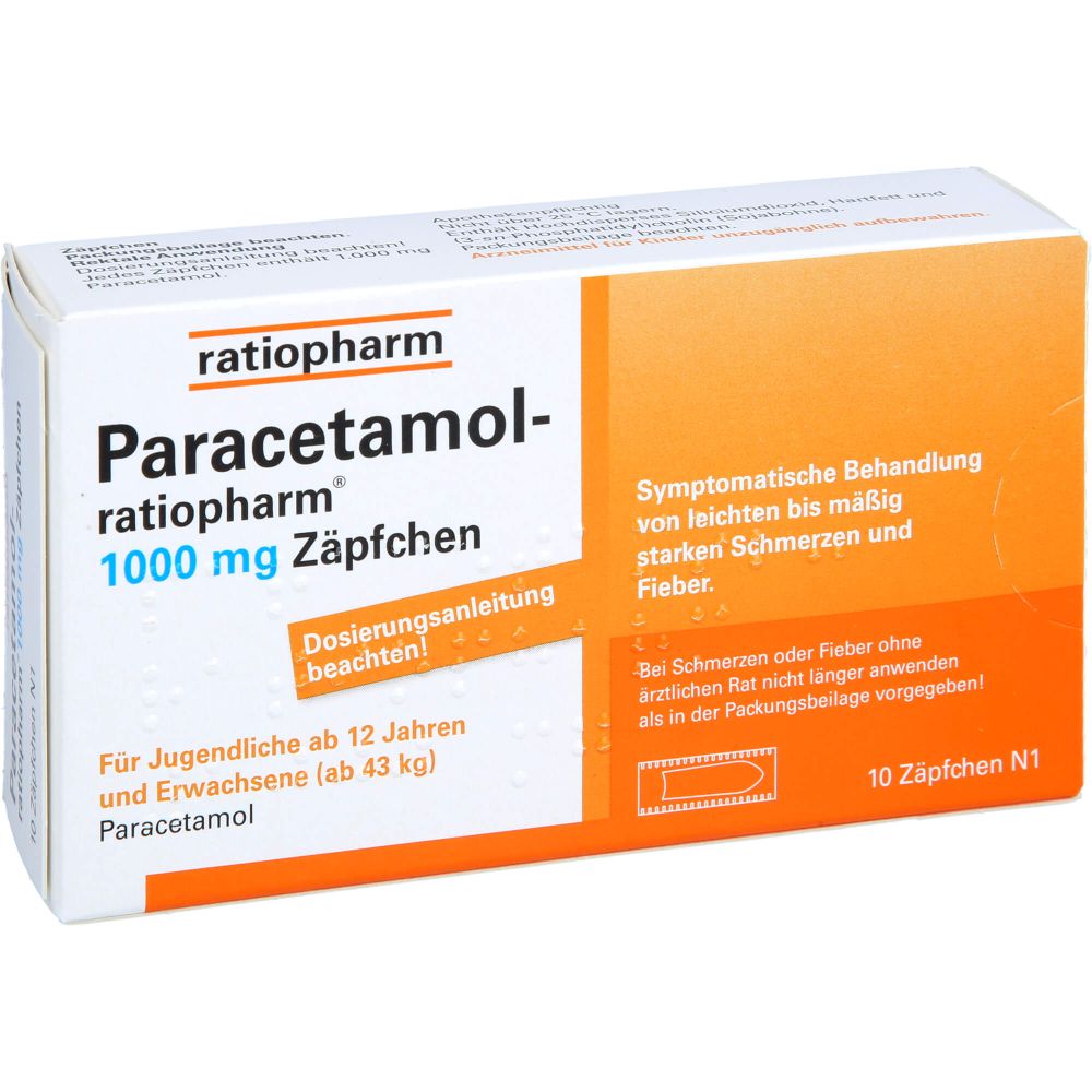Paracetamol-ratiopharm 1.000 mg Zäpfchen 10 St