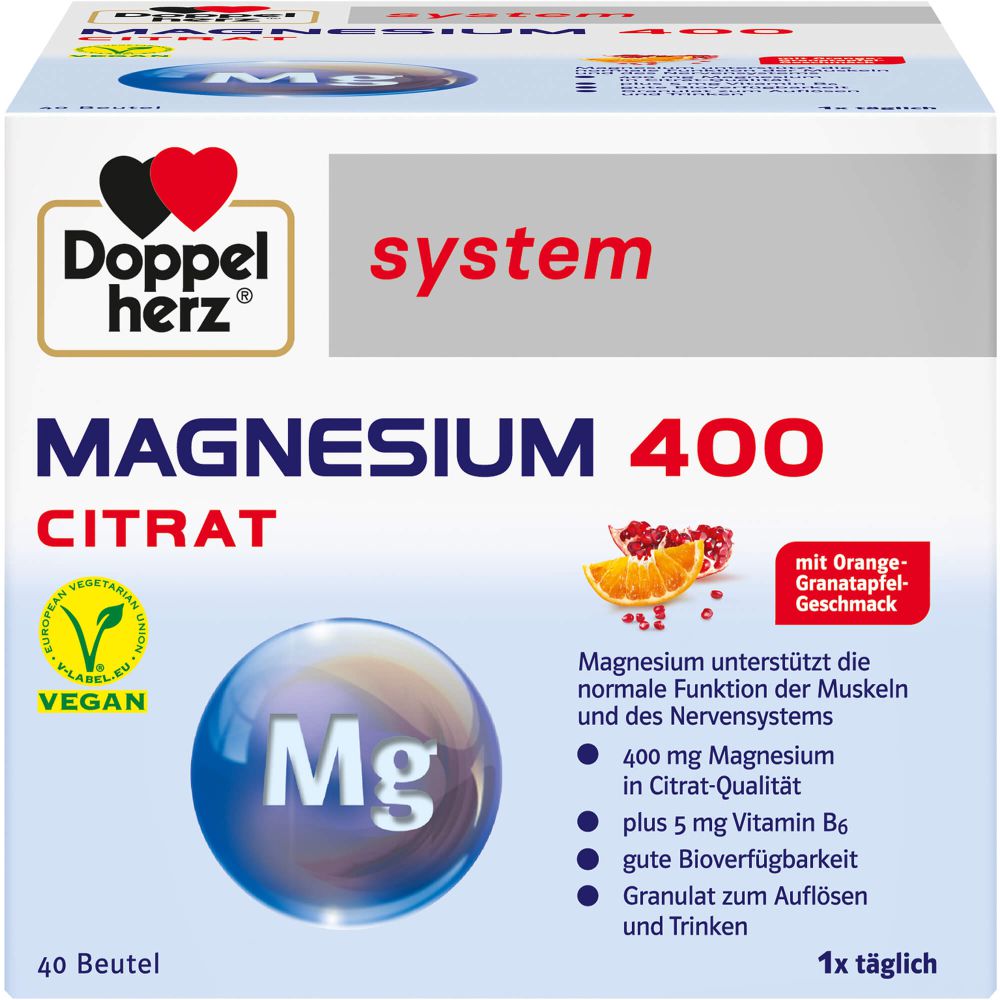 DOPPELHERZ Magnesium 400 Citrat system Granulat