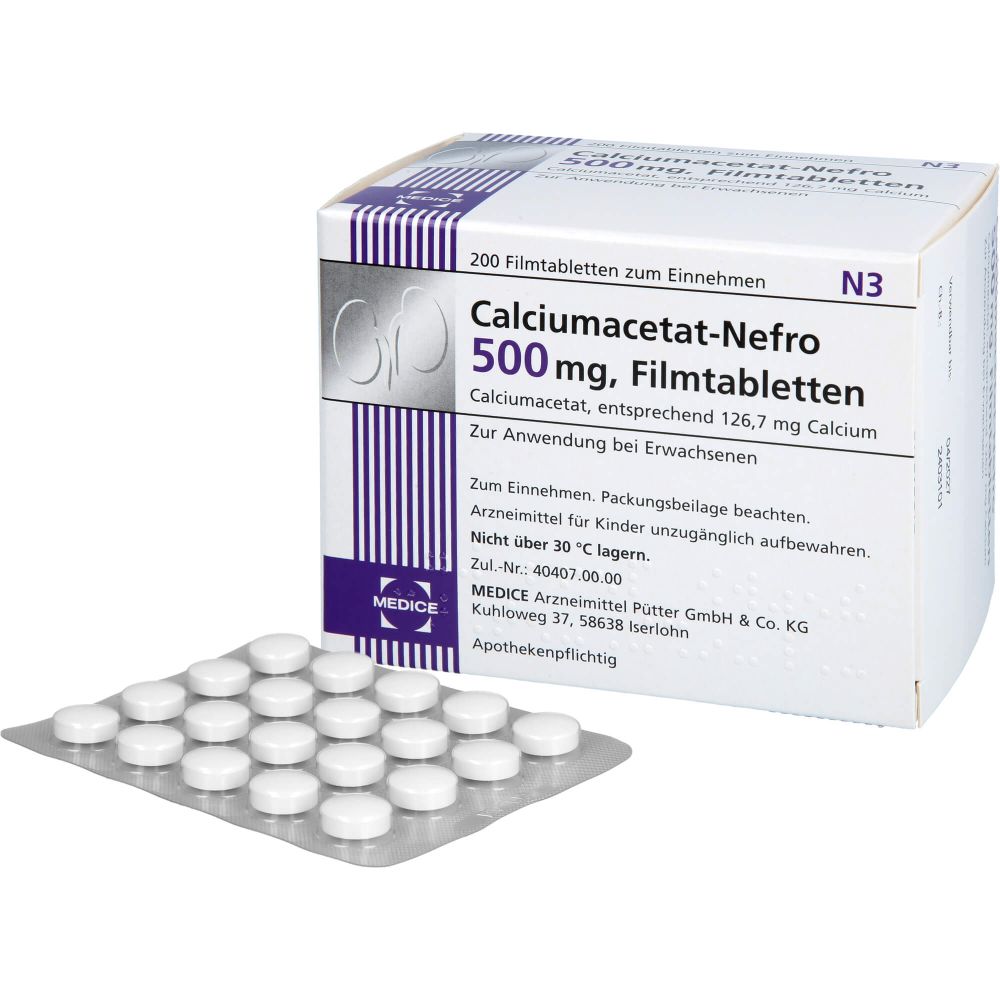 CALCIUMACETAT NEFRO 500 mg Filmtabletten