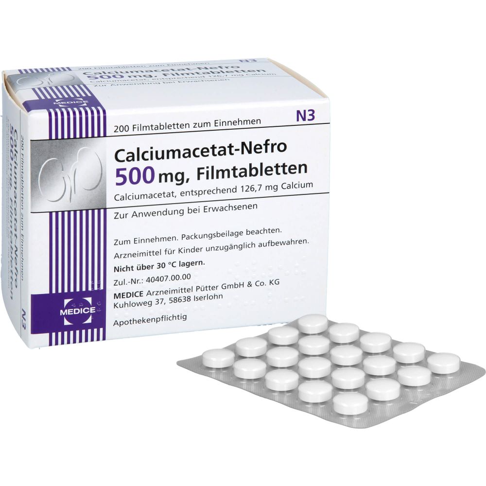 CALCIUMACETAT NEFRO 500 mg Filmtabletten