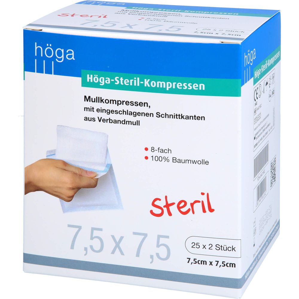 HÖGA-KOMPRESSEN 7,5x7,5 cm steril 8fach