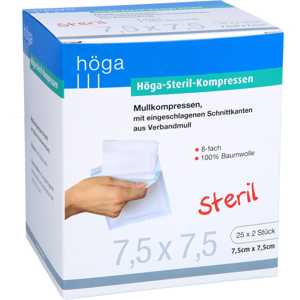 HÖGA-KOMPRESSEN 7,5x7,5 cm steril 8fach