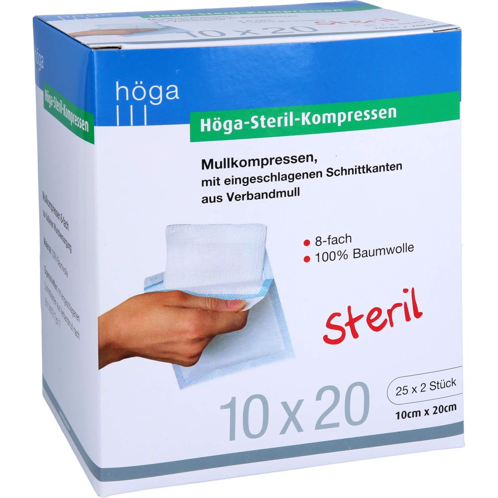 HÖGA-KOMPRESSEN 10x20 cm steril 8fach