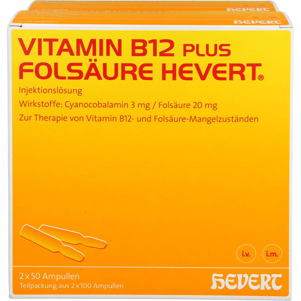 VITAMIN B12 PLUS Folsäure Hevert a 2 ml Ampullen