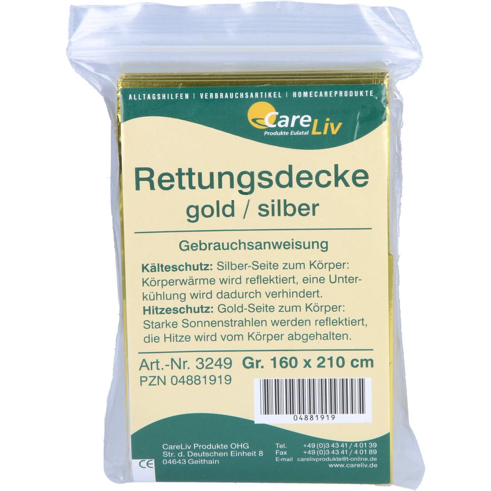 Rettungsdecke 160 x 210 cm gold/silber 1 St - PZN 04881919