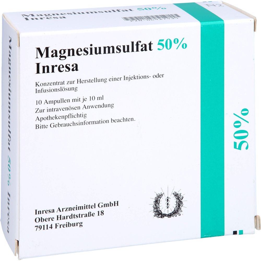 MAGNESIUMSULFAT 50% Inresa Konz.z.H.e.Inj.-/Inf.L.