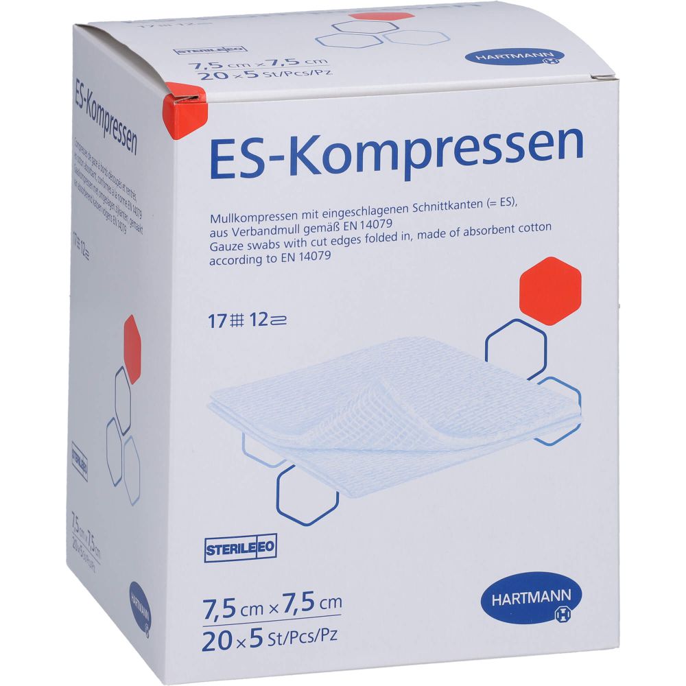 ES-KOMPRESSEN steril 7,5x7,5 cm 12fach Großpackung