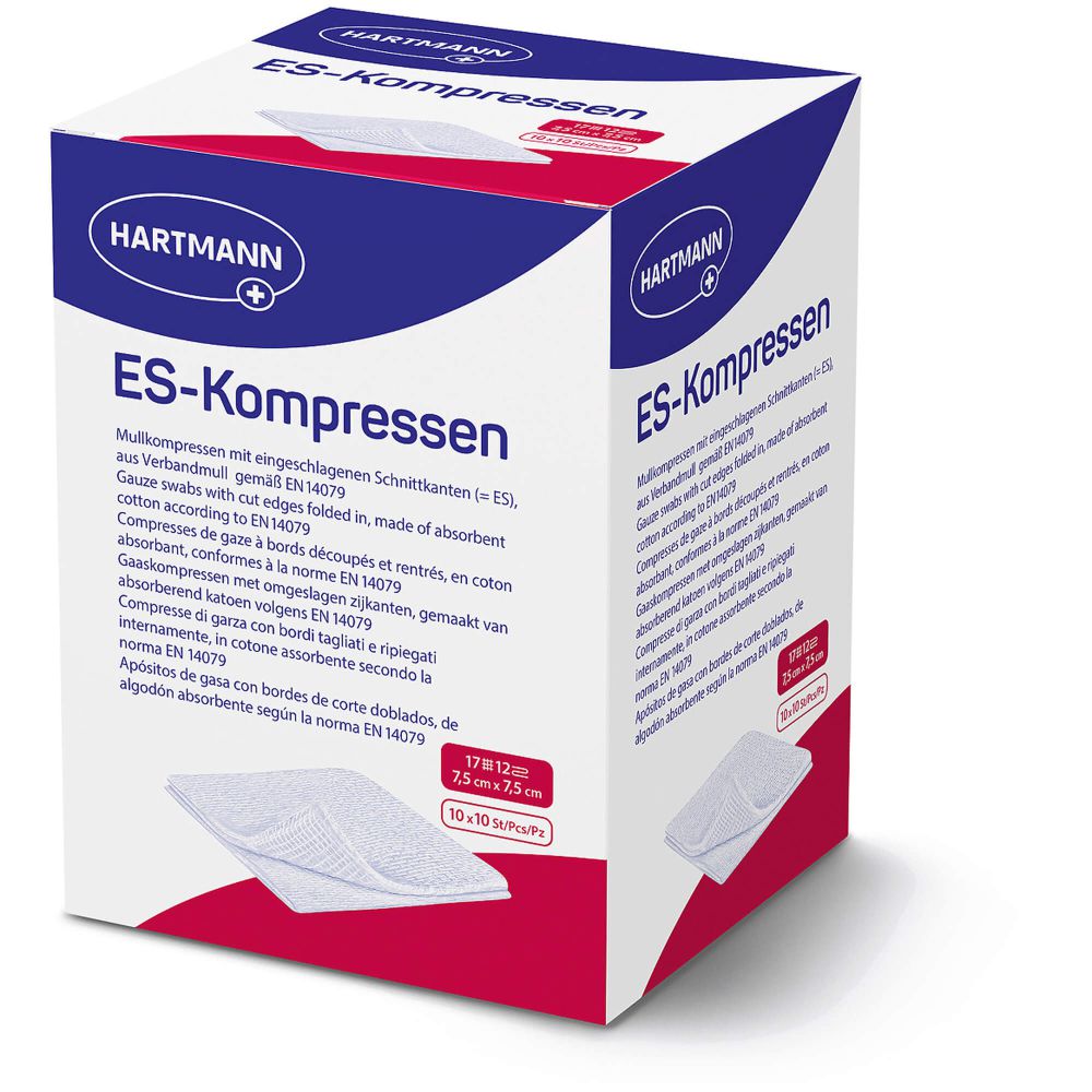 ES-KOMPRESSEN steril 7,5x7,5 cm 12fach Großpackung 10X10 St -