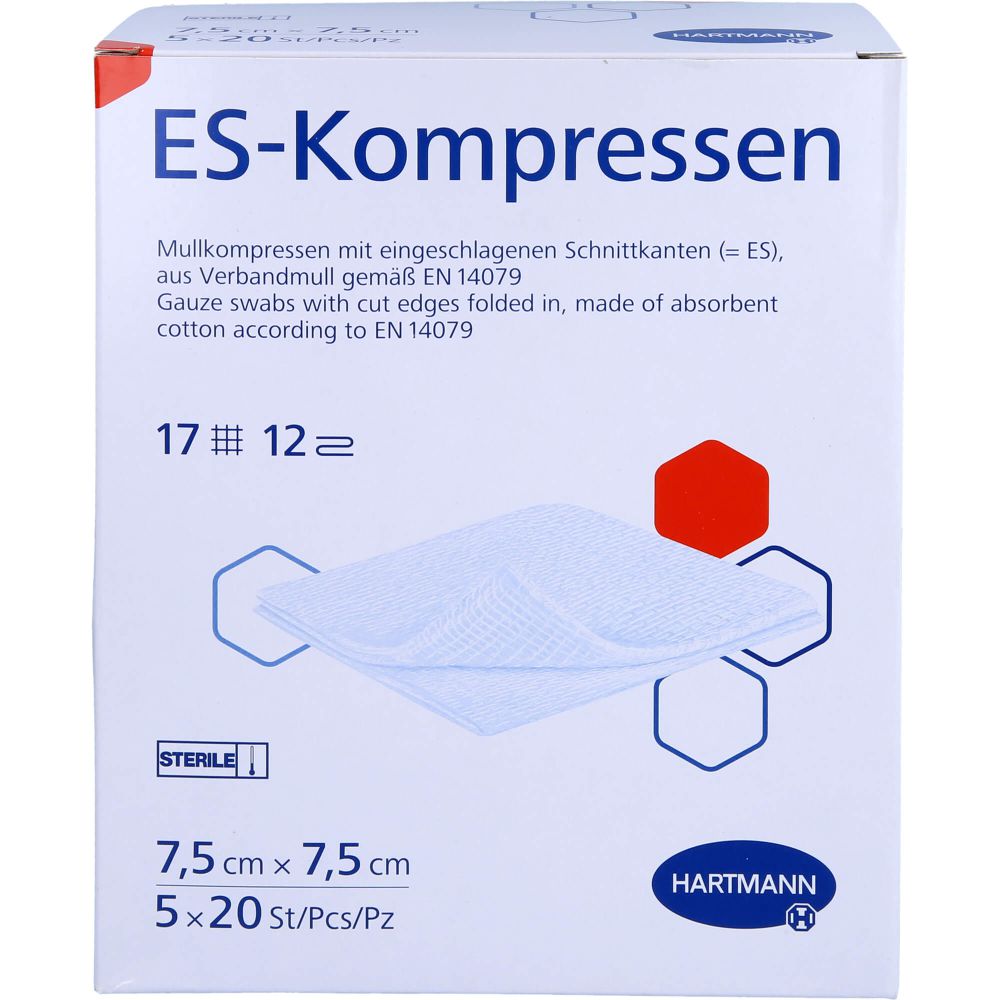 ES-KOMPRESSEN steril 7,5x7,5 cm 12fach Großpackung