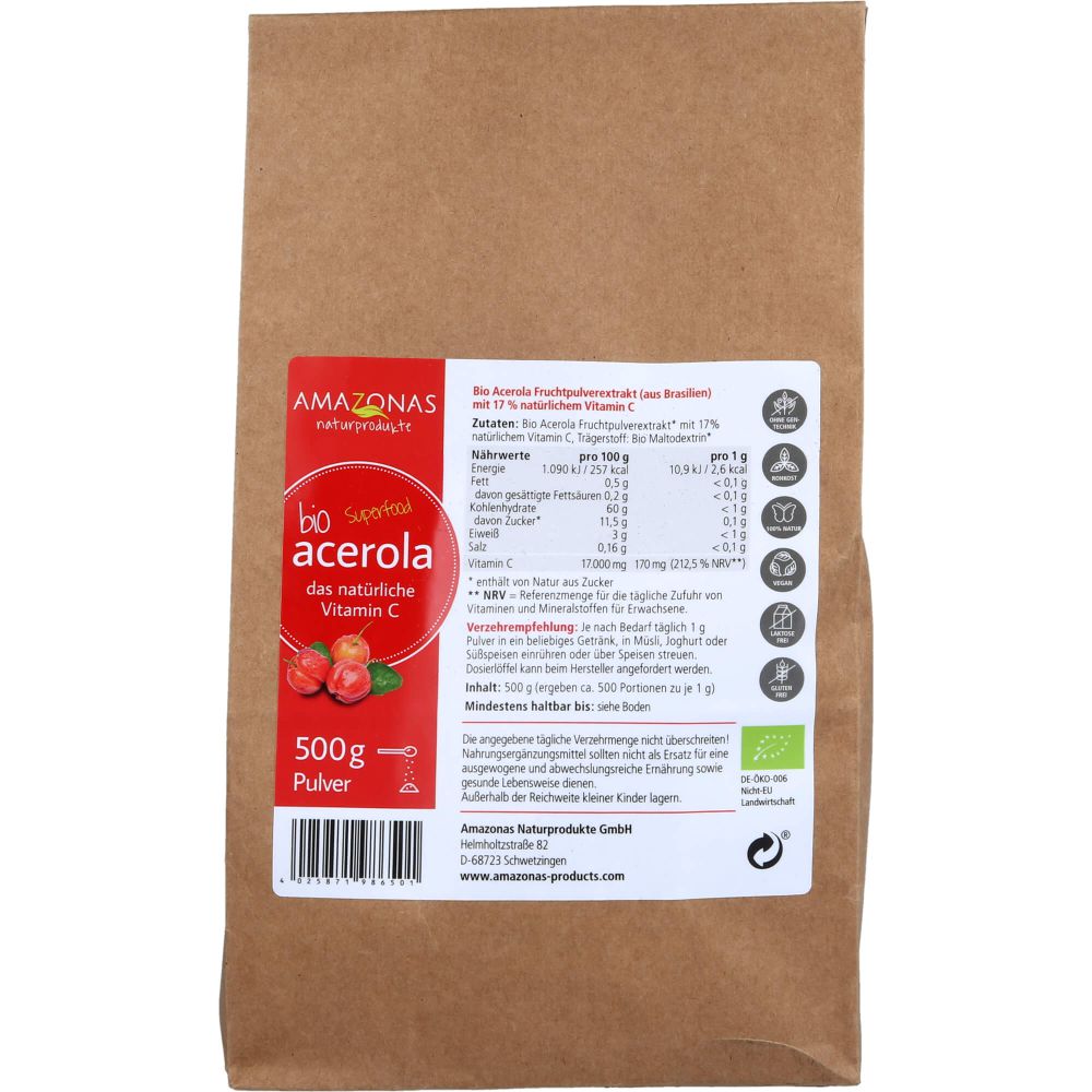 ACEROLA 100% Bio Pur natürliches Vit.C Pulver