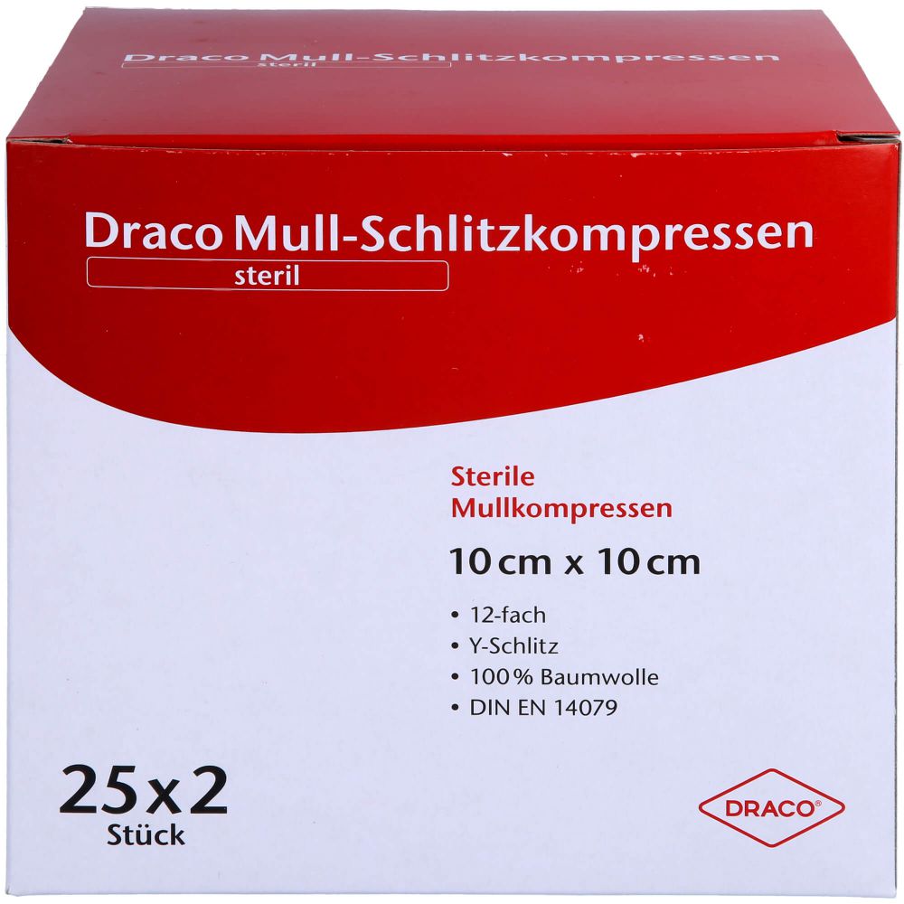 SCHLITZKOMPRESSEN Mull 10x10 cm steril 12fach