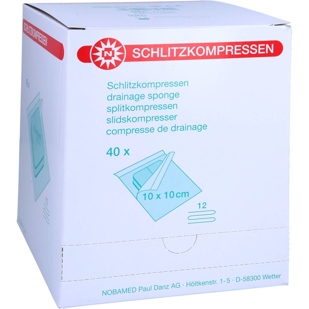 SCHLITZKOMPRESSEN Mull 10x10 cm steril 12fach