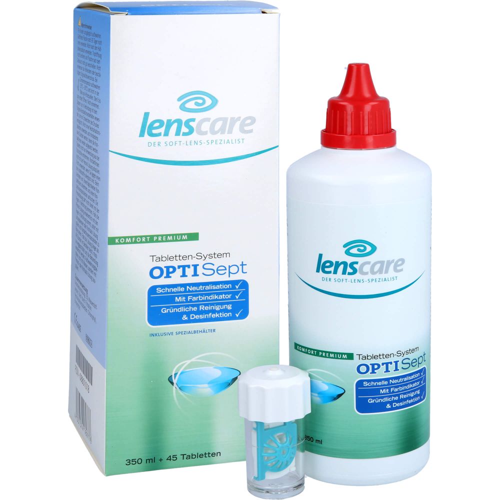 LENSCARE OptiSept Kombip.350 ml+45 Tabl.+1 Beh.