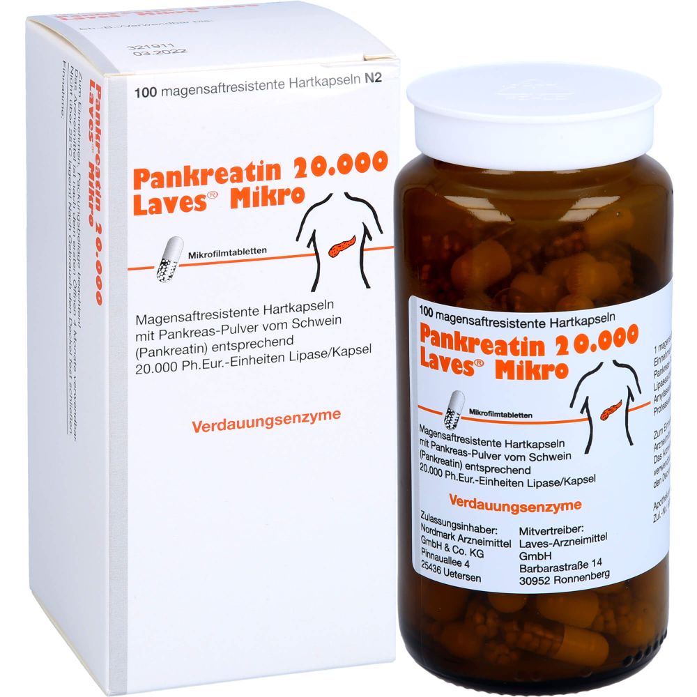 PANKREATIN 20.000 Laves Mikro magensaftr.Hartkaps.