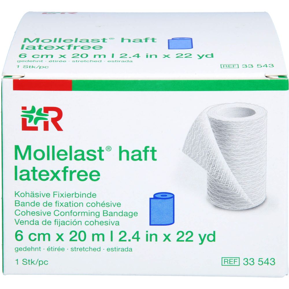 MOLLELAST haft Binden latexfrei 6 cmx20 m blau