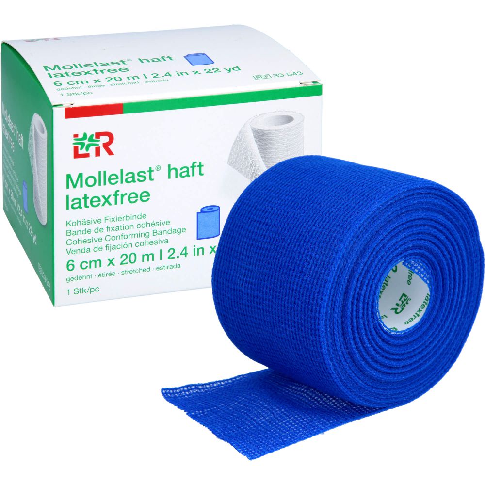 MOLLELAST haft Binden latexfrei 6 cmx20 m blau