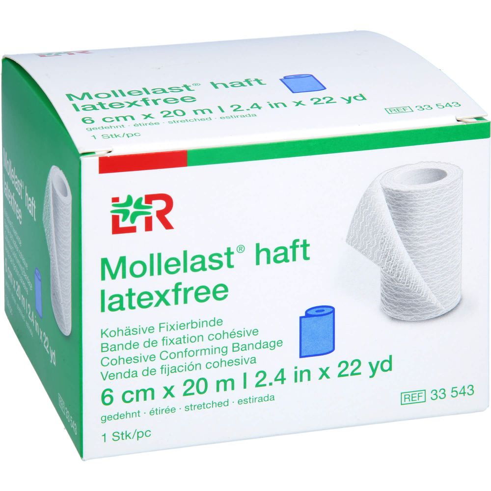 MOLLELAST haft Binden latexfrei 6 cmx20 m blau