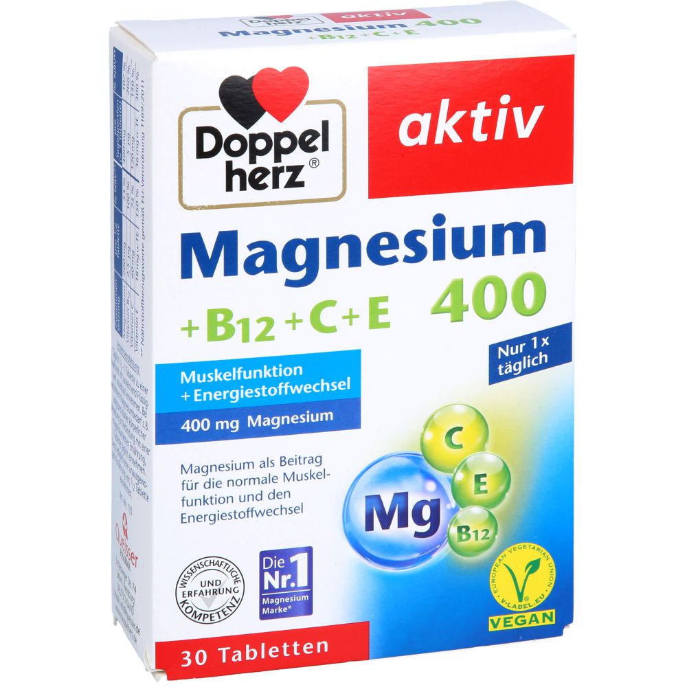 DOPPELHERZ Magnesium 400+B12+C+E Tabletten