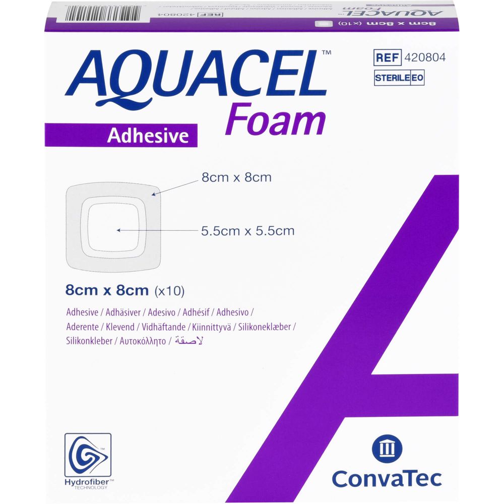 AQUACEL Foam adhäsiv 8x8 cm Verband