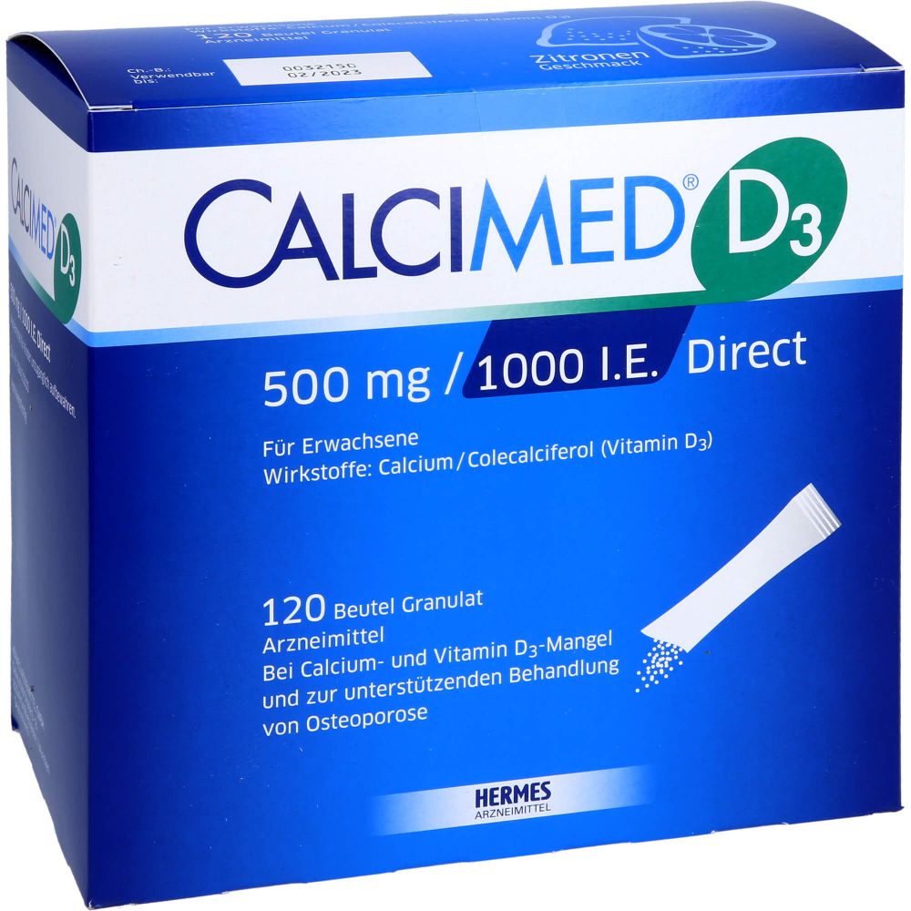 Calcimed D3 500 mg/1000 I.E. Direct Granulat 120 St