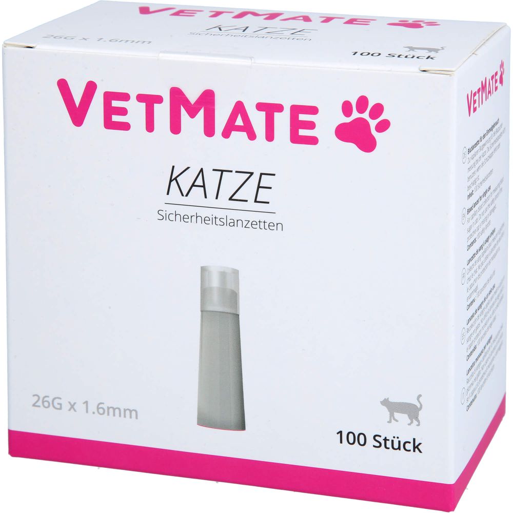 VETMATE Sicherheitslanzetten 26 G 1,6 mm Katze