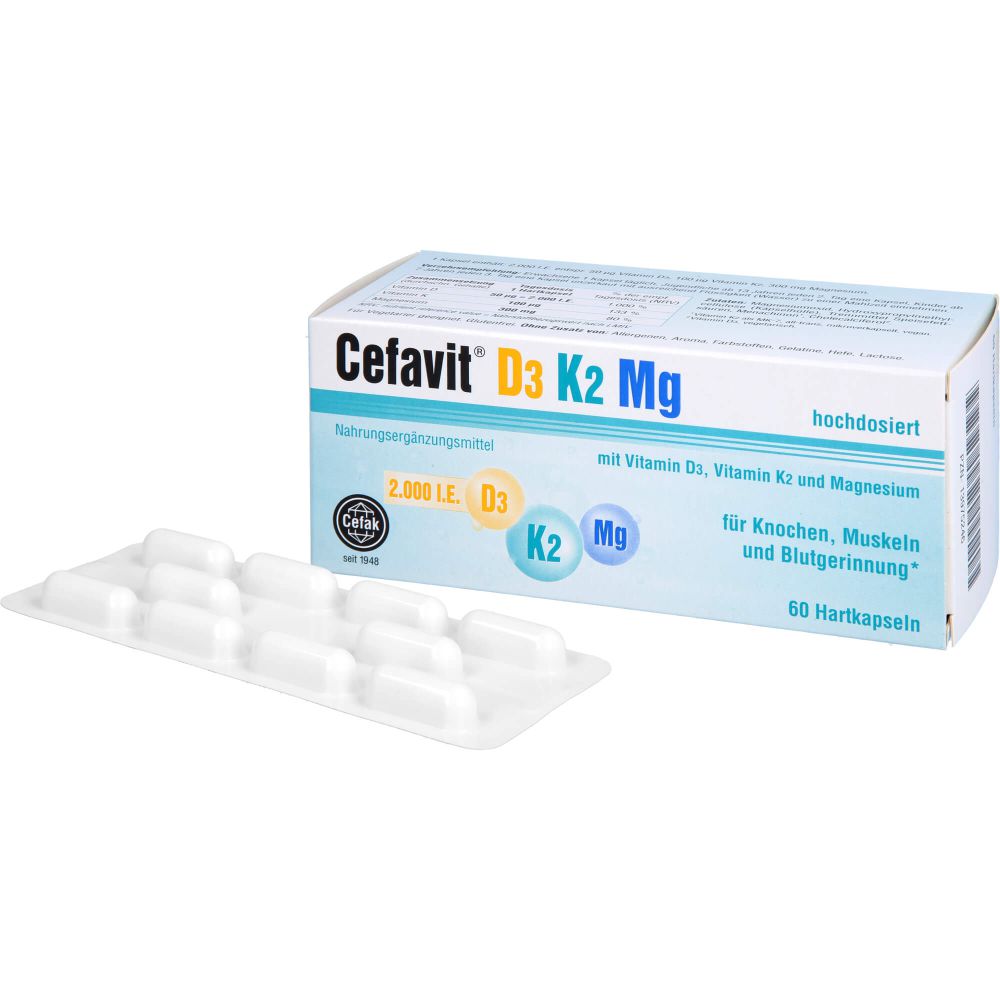 CEFAVIT D3 K2 Mg 2.000 I.E. Hartkapseln