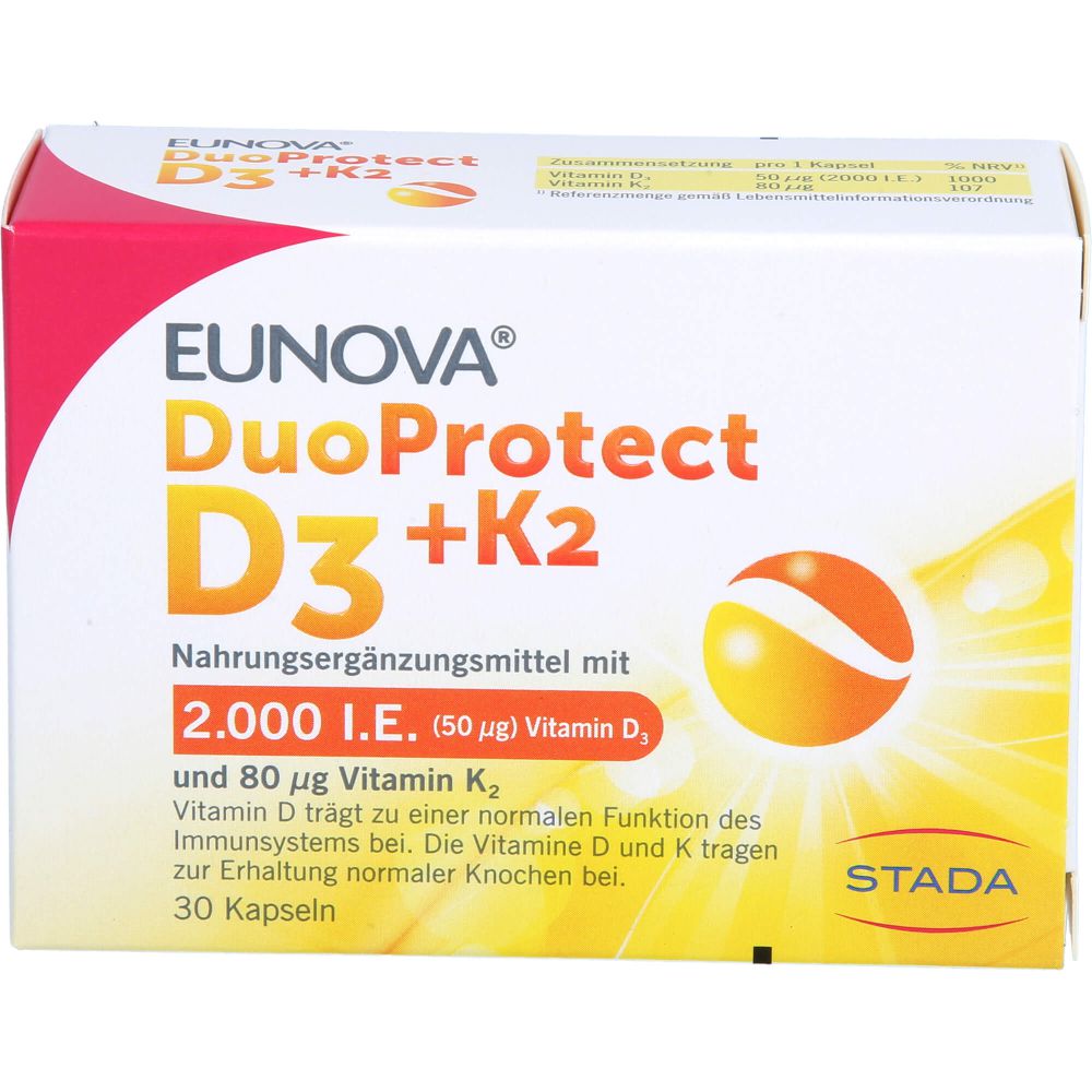EUNOVA DuoProtect D3+K2 2000 I.E./80 μg Kapseln
