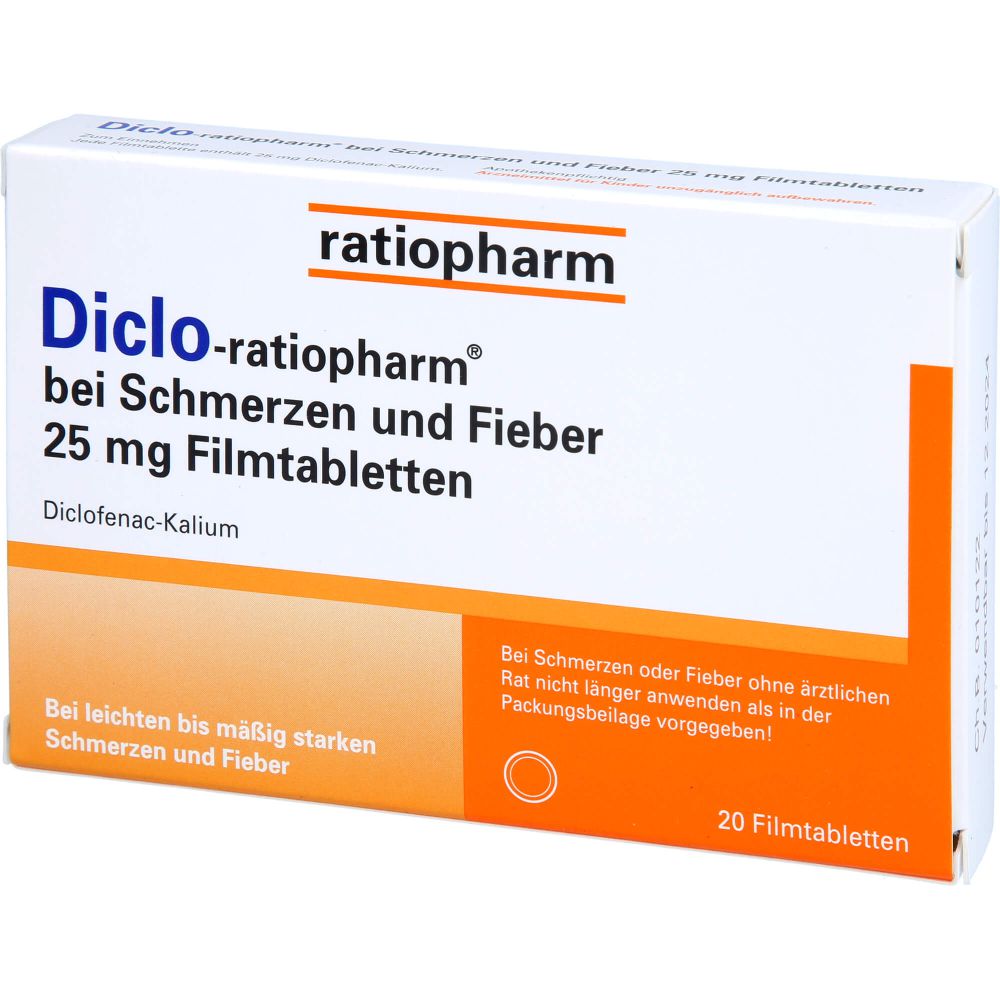 Diclo-Ratiopharm bei Schmerzen u.Fieber 25 mg Fta 20 St