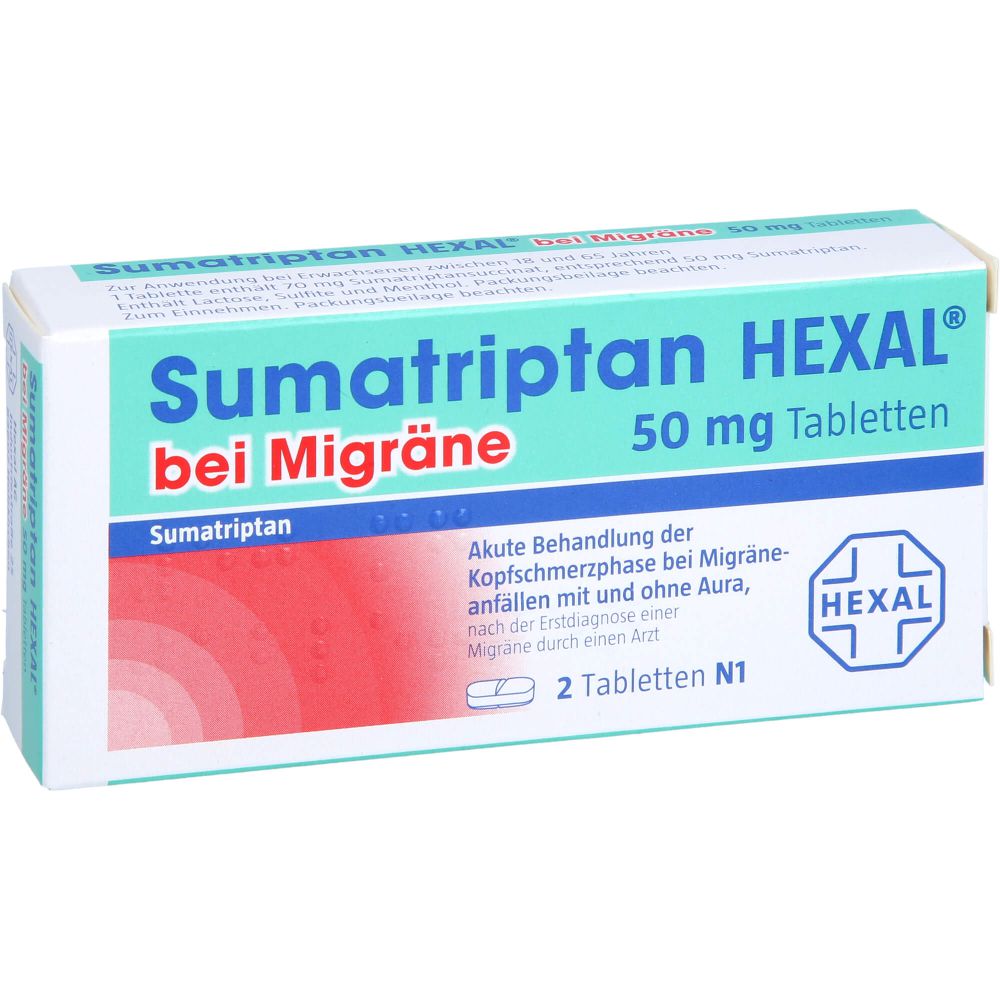 Sumatriptan Hexal bei Migräne 50 mg Tabletten 2 St
