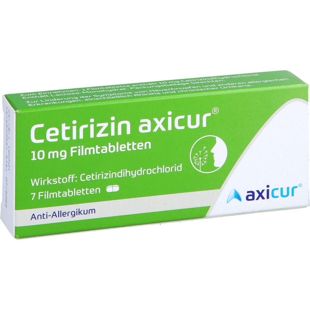 Cetirizin Axicur 10 Mg Filmtabletten 7 St Allergie Heuschnupfen Arzneimittel Phoenix Apotheke Hungen
